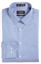 Men's Nordstrom Men's Shop Smartcare(tm) Trim Fit Stripe Dress Shirt .5 - 32/33 - Blue