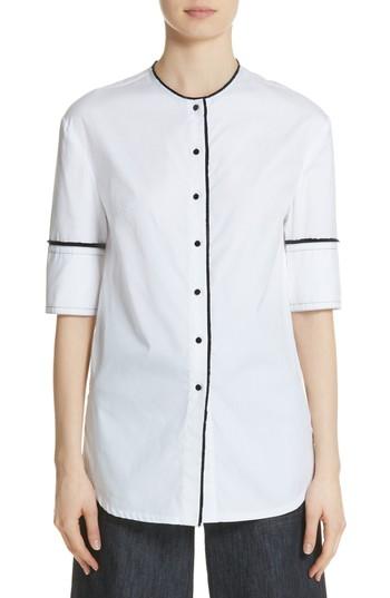 Women's Yigal Azrouel Crop Back Poplin Shirt - White