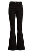 Women's Topshop Moto Jamie Side Stripe Flared Jeans W X 30l (fits Like 24w) - Black