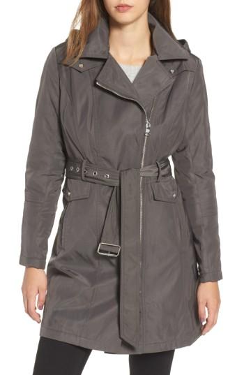 Women's Vince Camuto Belted Raincoat - Grey