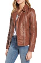 Women's Guess Leather Moto Jacket - Brown