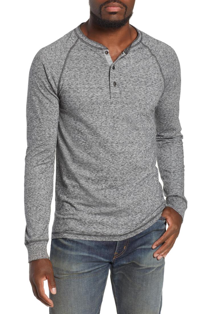 Men's Faherty Luxe Heather Knit Organic Cotton Henley, Size - Grey