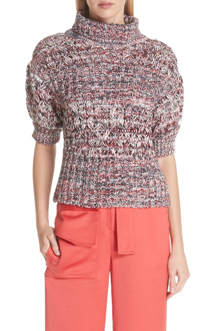 Women's Self-portrait Melange Cotton & Wool Sweater