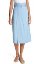 Women's Tibi Chambray Faux Wrap Skirt - Blue