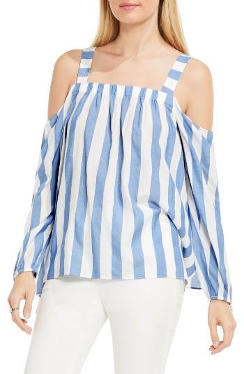 Women's Vince Camuto Stripe Cold Shoulder Blouse - Blue