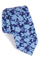 Men's Ted Baker London Floral Cotton Tie, Size - Blue