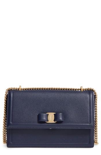 Salvatore Ferragamo Medium Grained Leather Bow Shoulder Bag - Red