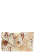 Dries Van Noten Crystal Embellished Brocade Envelope Clutch - Ivory