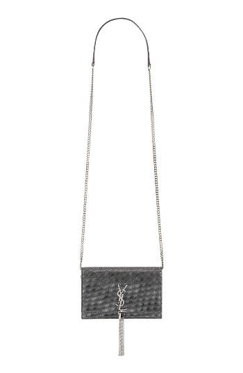 Women's Saint Laurent Small Kate Wallet On A Chain - Black