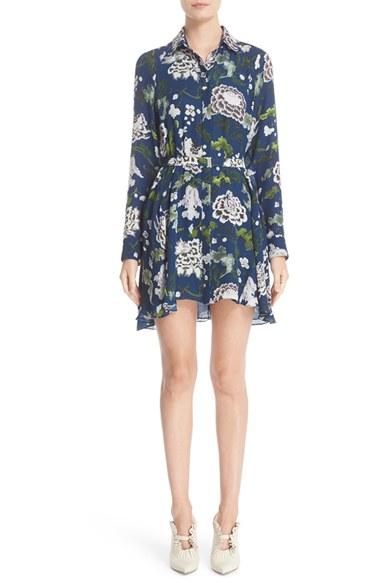 Women's Adam Lippes Floral Print Silk Dress