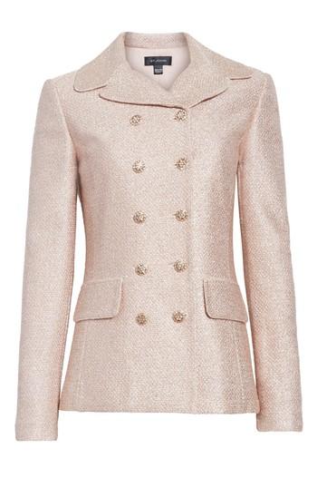Women's St. John Collection Double Breasted Frosted Metallic Knit Jacket