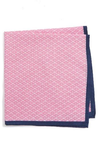 Men's Calibrate Allover Clover Cotton & Silk Pocket Square, Size - Red