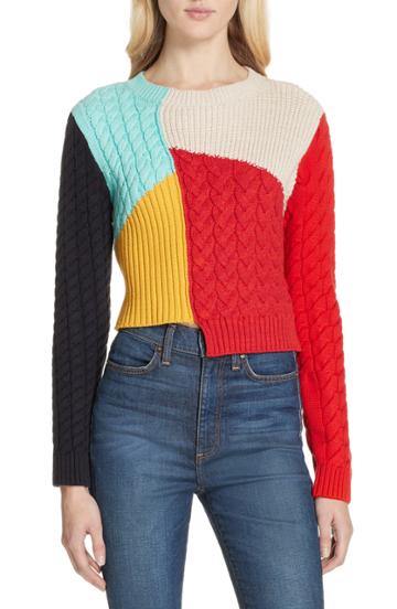 Women's Alice + Olivia Lebell Colorblock Sweater - Ivory