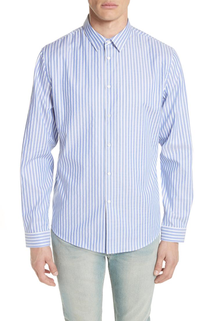 Men's Gucci Bee Embroidered Stripe Dress Shirt