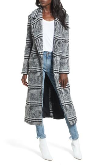 Women's Lovers + Friends Sabra Longline Plaid Coat - Black
