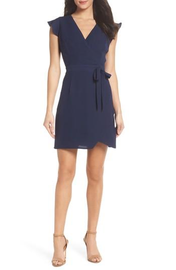 Women's 19 Cooper Cutout Back Faux Wrap Dress - Blue