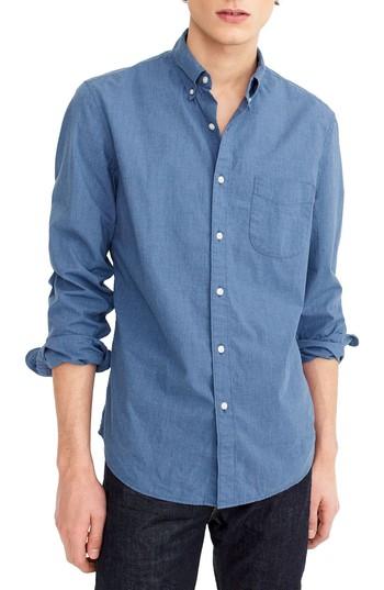 Men's J.crew Slim Fit Stretch Secret Wash Poplin Sport Shirt