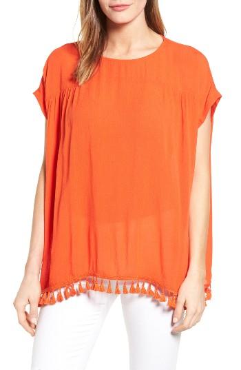 Women's Bobeau Tassel Fringe Top - Orange