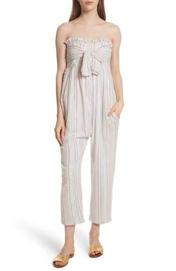 Women's Apiece Apart Gipsea Metallic Stripe Strapless Jumpsuit - White