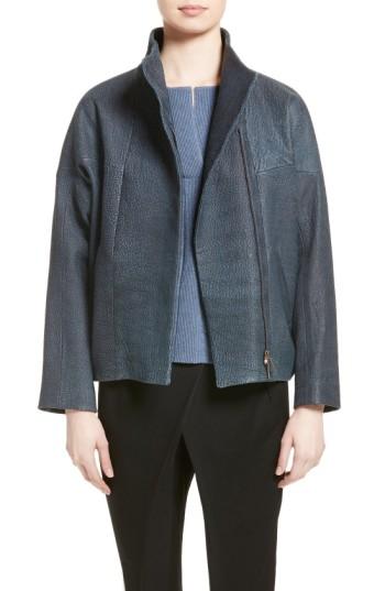 Women's Zero + Maria Cornejo Osita Leather Bomber Jacket - Black