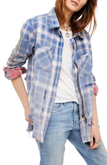 Women's Free People Deconstructed Shirt Jacket - Blue