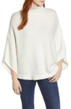 Women's Caslon Rib Knit Turtleneck Poncho - Ivory