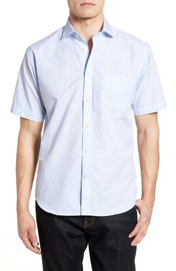 Men's Thomas Dean Regular Fit Dot Sport Shirt - Blue