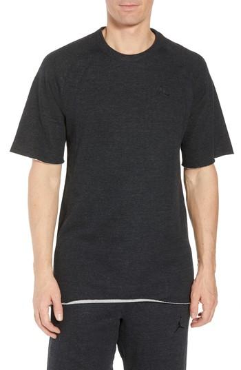 Men's Nike Jordan Wings Light Short Sleeve Sweatshirt - Black