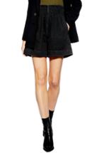 Women's Topshop Paperbag Waist Denim Shorts Us (fits Like 0-2) - Black