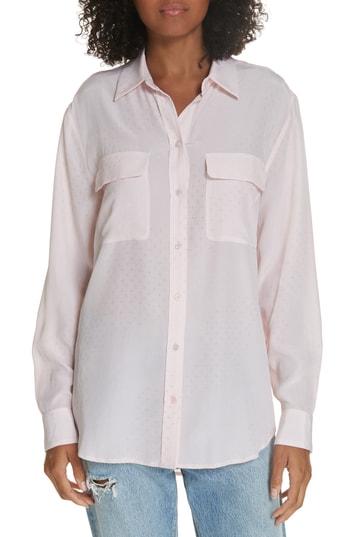 Women's Equipment Signature Long Sleeve Silk Shirt - Pink