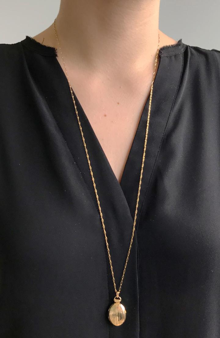Women's Monica Rich Kosann 18k Large Pinstripe Locket Necklace