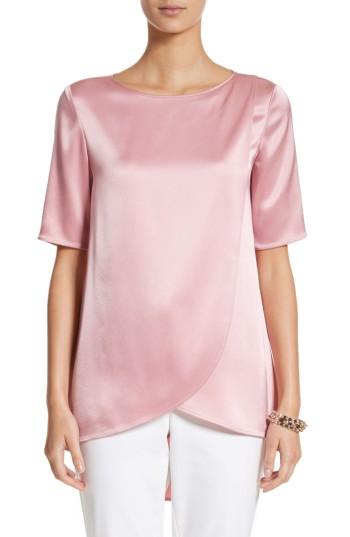 Women's St. John Collection Liquid Satin High/low Top - Pink