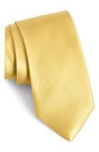 Men's Nordstrom Men's Shop Solid Satin Silk Tie, Size - Yellow