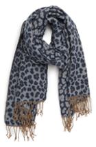 Women's Bp. Fringe Cheetah Jacquard Scarf, Size - Grey