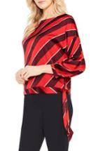 Women's Vince Camuto Tie Hem Diagonal Stripe Blouse - Red