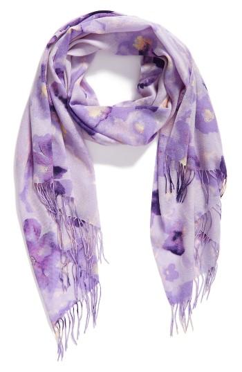 Women's Nordstrom Impressionist Garden Wool & Cashmere Scarf, Size - Purple