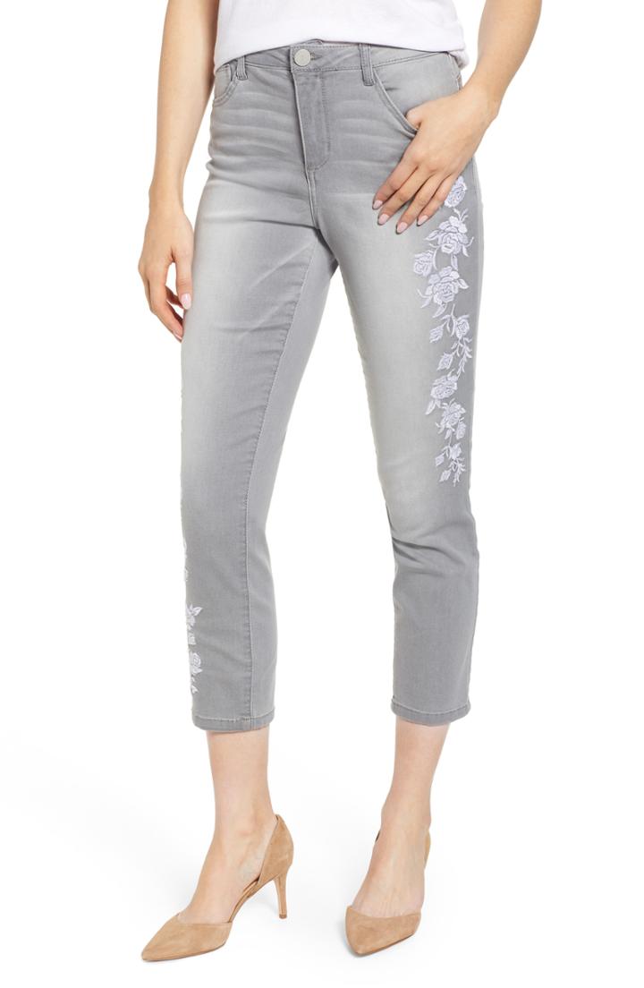 Women's Wit & Wisdom High Waist Slim Crop Straight Leg Jeans - Grey