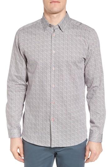 Men's Ted Baker London Lorrie Geo Print Sport Shirt (s) - White