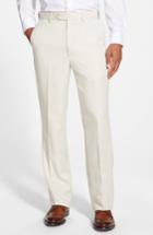 Men's Berle Self Sizer Waist Flat Front Trousers X Unhemmed - Beige