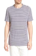 Men's Ag Theo Striped Cotton & Linen T-shirt, Size - Blue