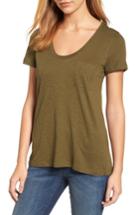 Women's Caslon Rounded V-neck Tee, Size - Green