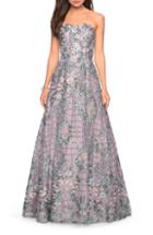 Women's La Femme Strapless Sequin Evening Gown - Purple