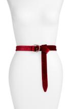Women's Something Navy Velvet D-ring Belt - Burgundy