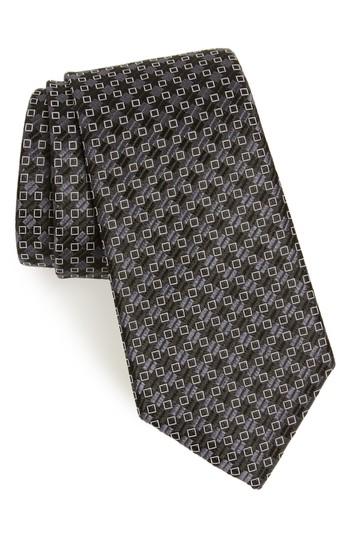 Men's Nordstrom Men's Shop Middletown Geometric Silk Tie, Size - Black