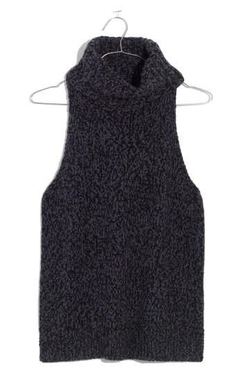 Women's Madewell Marled Sleeveless Turtleneck Sweater - Blue