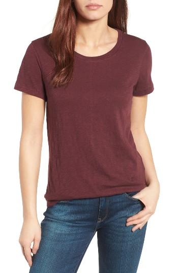 Women's Caslon Slub Crewneck Tee, Size - Burgundy