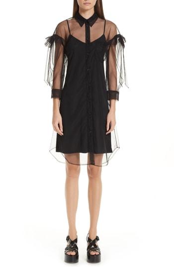 Women's Simone Rocha Ruffled Tulle Shirtdress Us / 12 Uk - Black