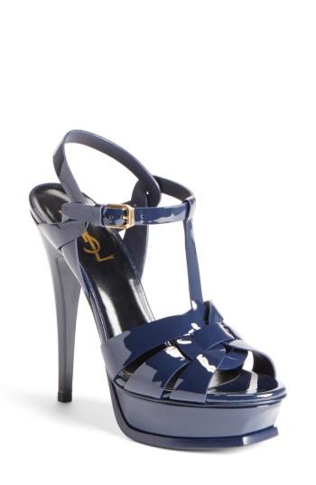 Women's Saint Laurent Tribute T-strap Platform Sandal Us / 37eu - Blue