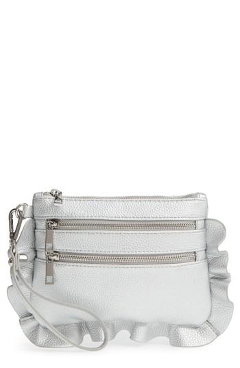 Bp. Ruffle Faux Leather Wristlet - Pink
