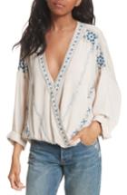 Women's Free People Crescent Moon Embroidered Blouse - Ivory